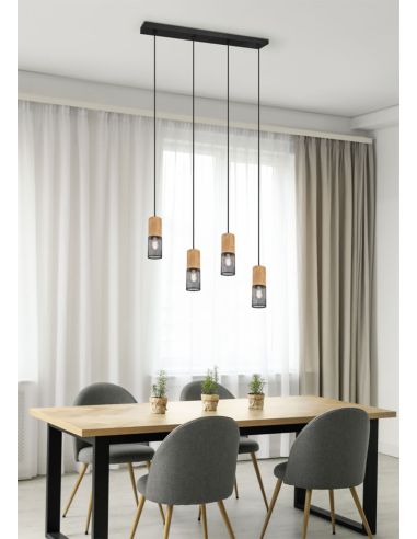 Ambiente Lámpara vintage colgante metálica Tosh 4xE27 de Trio Lighting| medidas para salon entrada| LeonLeds Iluminación