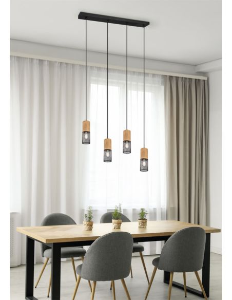 Ambiente Lámpara vintage colgante metálica Tosh 4xE27 de Trio Lighting| medidas para salon entrada| LeonLeds Iluminación