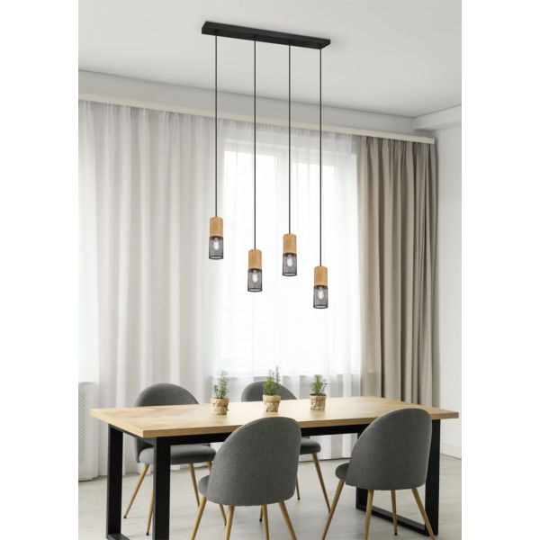 Ambiente Lámpara vintage colgante metálica Tosh 4xE27 de Trio Lighting| medidas para salon entrada| LeonLeds Iluminación