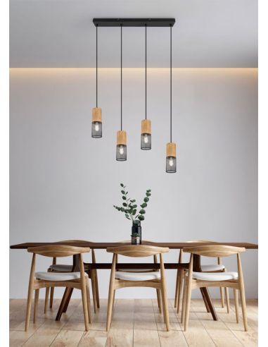 Ambiente Lámpara vintage colgante metálica Tosh 4xE27 de Trio Lighting| medidas para salon entrada| LeonLeds Iluminación