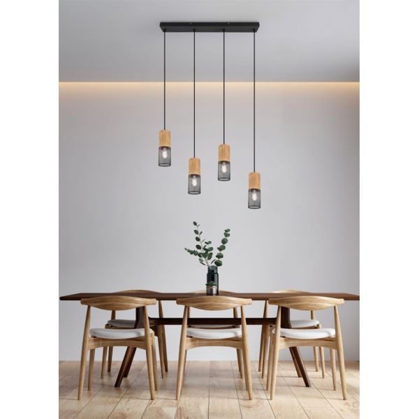Ambiente Lámpara vintage colgante metálica Tosh 4xE27 de Trio Lighting| medidas para salon entrada| LeonLeds Iluminación