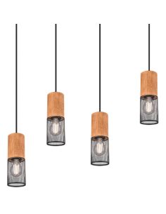 Lámpara vintage colgante metálica Tosh 4xE27 de Trio Lighting| medidas para salon entrada| LeonLeds Iluminación 2