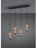 Detalle Lámpara vintage colgante metálica Tosh 4xE27 de Trio Lighting| medidas para salon entrada| LeonLeds Iluminación