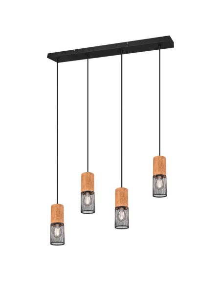 Lámpara vintage colgante metálica Tosh 4xE27 de Trio Lighting| medidas para salon entrada| LeonLeds Iluminación