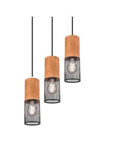 Detalle Lámpara de techo vintage marrón y negra Tosh 3xE27 304330332 Trio | LeonLeds