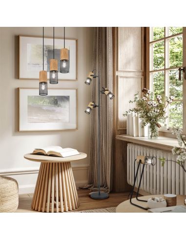 Plafonnier Ambiente Vintage marron et noir Tosh 3xE27 304330332 Trio | LeonLeds