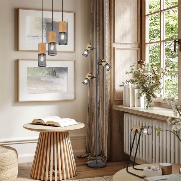 Ambiente Lámpara de techo vintage marrón y negra Tosh 3xE27 304330332 Trio | LeonLeds