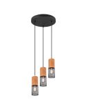 Plafonnier Tosh 3xE27 Vintage Marron et Noir 304330332 Trio | LeonLeds