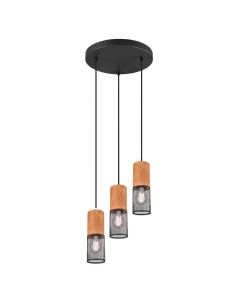 Lámpara de techo vintage marrón y negra Tosh 3xE27 304330332 Trio | LeonLeds