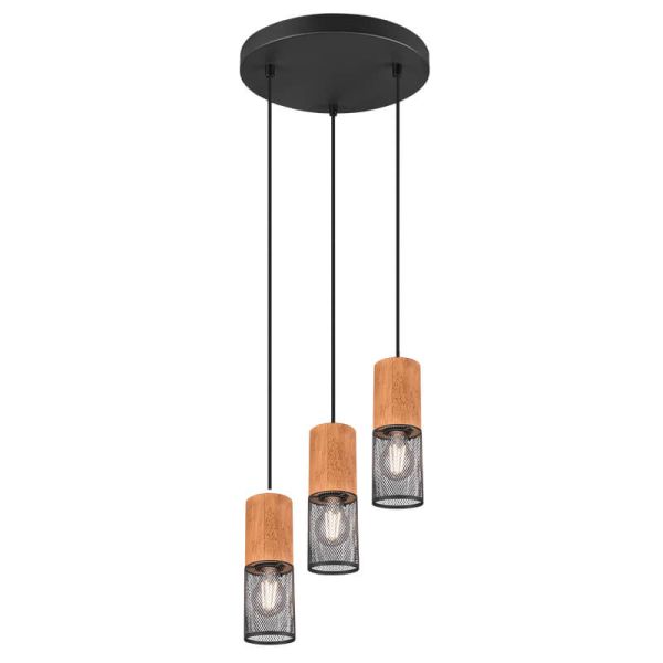 Lámpara de techo vintage marrón y negra Tosh 3xE27 304330332 Trio | LeonLeds