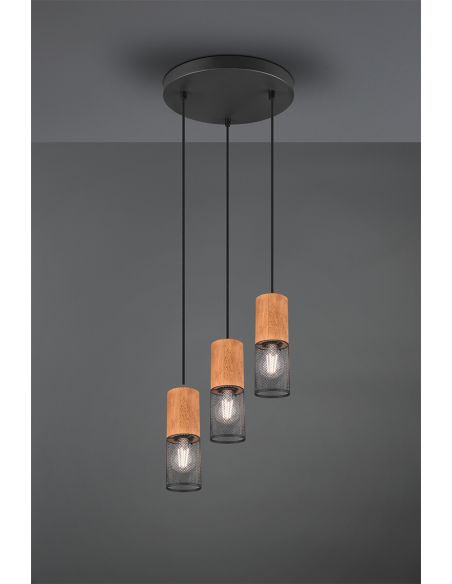 Lámpara de techo vintage marrón y negra Tosh 3xE27 304330332 Trio | LeonLeds