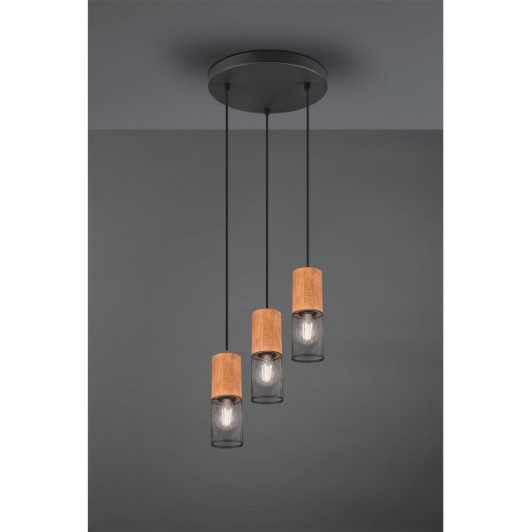 Lámpara de techo vintage marrón y negra Tosh 3xE27 304330332 Trio | LeonLeds