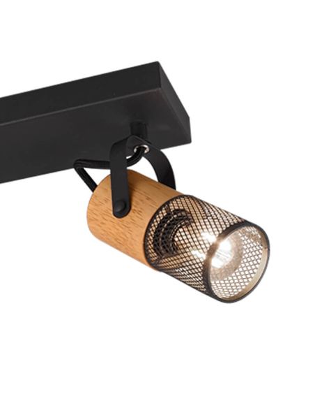 Detalle Regleta vintage de madera y metal Tosh 3xE14 Trio Lighting 804300332 | LeonLeds
