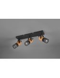 Trio d'éclairage sur rail vintage en bois et métal Tosh 3xE14 804300332 | LeonLeds