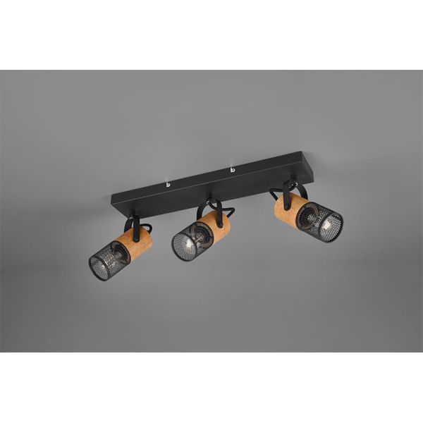 Regleta vintage de madera y metal Tosh 3xE14 Trio Lighting 804300332 | LeonLeds