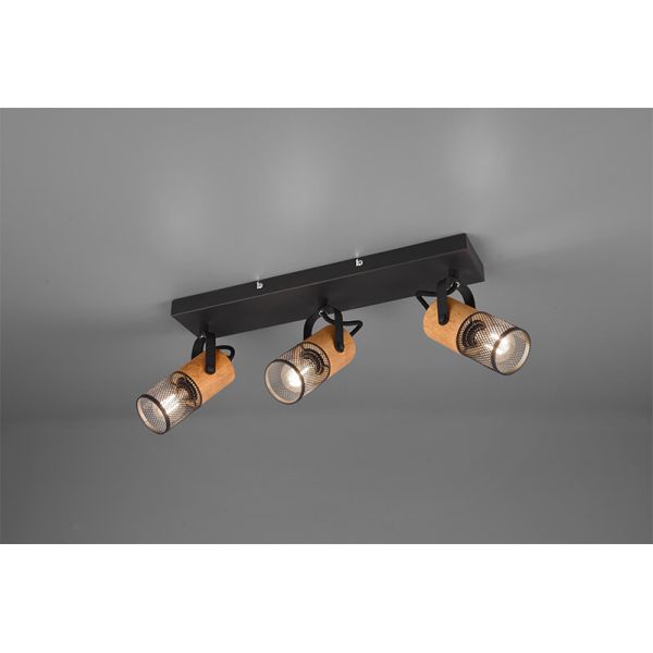 Regleta vintage de madera y metal Tosh 3xE14 Trio Lighting 804300332 | LeonLeds