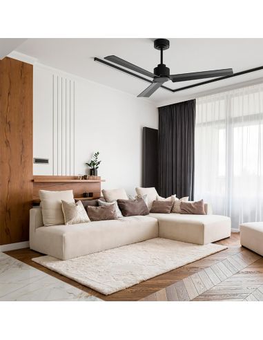 Ventilador de techo Anne negro mate con aspas grafito 75819 Sin luz Sulion en salón moderno