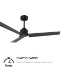 Temporizador Ventilador de techo Anne negro mate con aspas grafito 75819 Sin luz Sulion | LeonLeds
