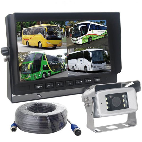 Kit de câmera traseira com tela AHD de 10” - HD 1080P Quad Vision | IP69K | Cabo 20m