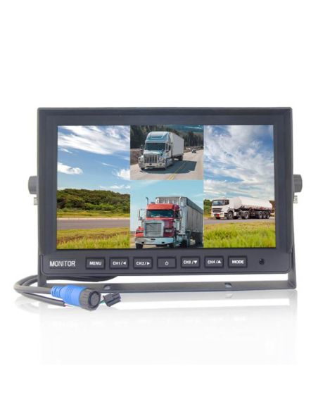 Monitor AHD 10” - Visión Cuádruple HD 1080P | IP69K | Cable 20m
