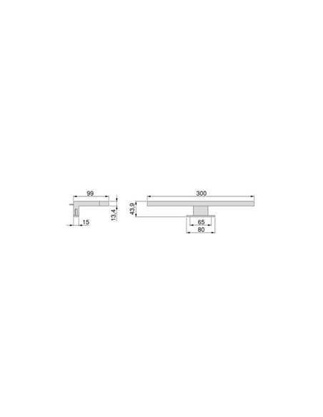Foco LED para espejo de baño VIRGO, 300 mm, luz blanca fría 6000K, cromado