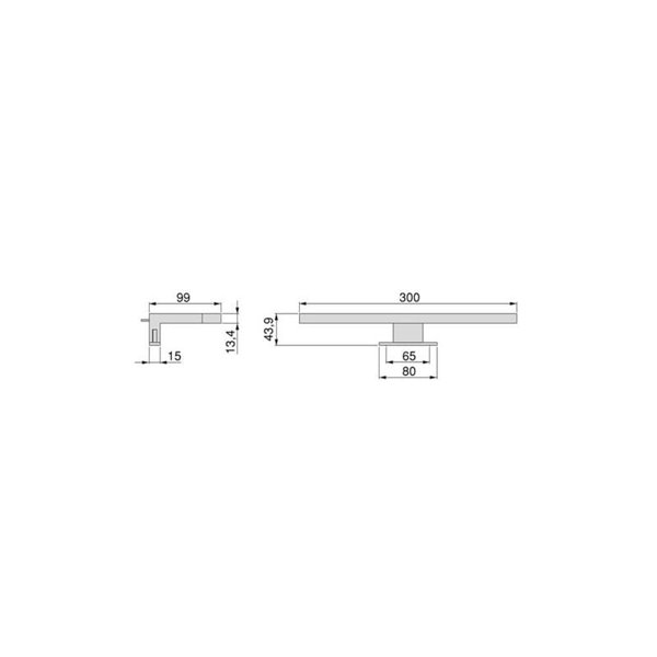 Foco LED para espejo de baño VIRGO, 300 mm, luz blanca fría 6000K, cromado