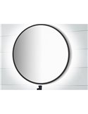 Espejo de baño ZEUS con iluminación LED decorativa y marco negro, Ø80 cm, 12W