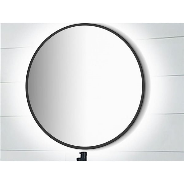 Espejo de baño ZEUS con iluminación LED decorativa y marco negro, Ø80 cm, 12W