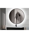 Espejo de baño ZEUS con iluminación LED decorativa y marco negro, Ø80 cm, 12W