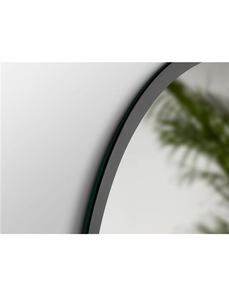 Espelho de banheiro ZEUS com iluminação LED decorativa e moldura preta, Ø80 cm, 12W