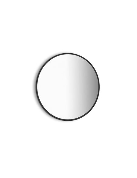 Espelho de banheiro ZEUS com iluminação LED decorativa e moldura preta, Ø80 cm, 12W