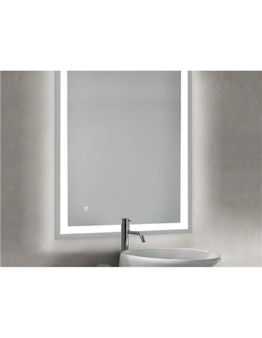 Miroir de salle de bain rectangulaire HERACLES avec façade et éclairage LED décoratif, 600x800 mm, 34W