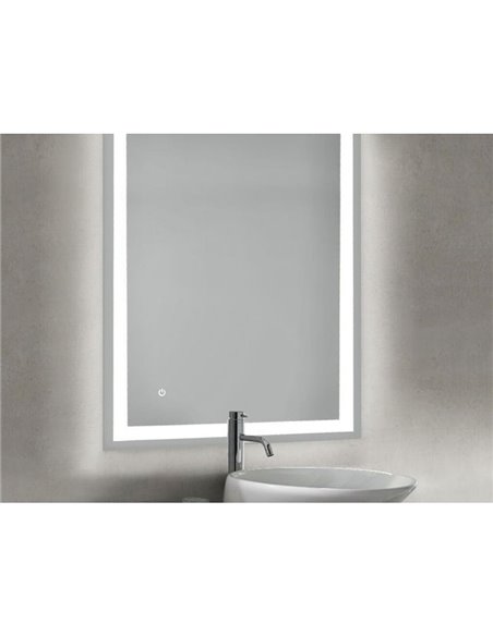 Miroir de salle de bain rectangulaire HERACLES avec façade et éclairage LED décoratif, 600x800 mm, 34W