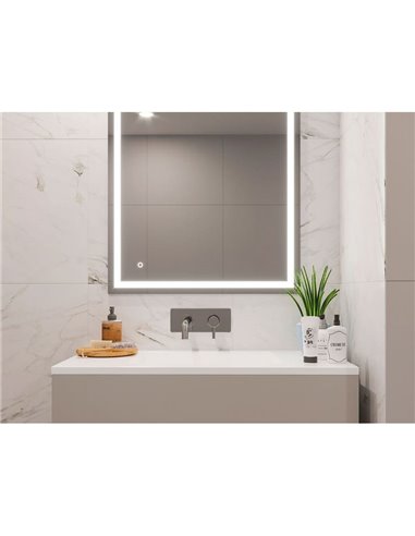 Espejo de baño HERACLES rectangular con iluminación LED frontal y decorativa, 600x800 mm, 34W
