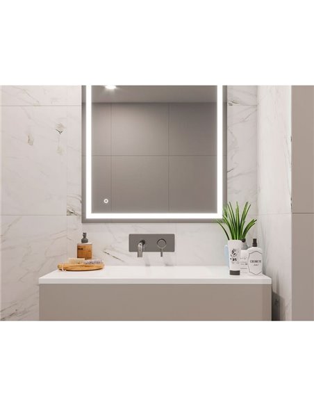 Espejo de baño HERACLES rectangular con iluminación LED frontal y decorativa, 600x800 mm, 34W