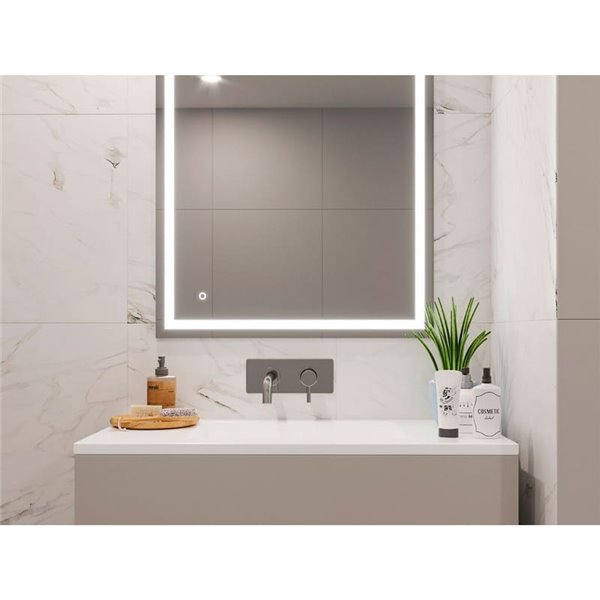 Espejo de baño HERACLES rectangular con iluminación LED frontal y decorativa, 600x800 mm, 34W