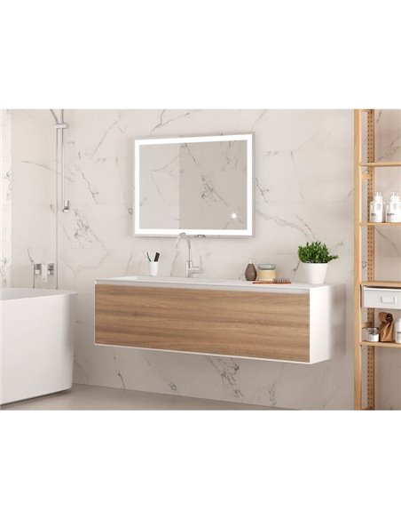Miroir de salle de bain rectangulaire HERACLES avec façade et éclairage LED décoratif, 600x800 mm, 34W