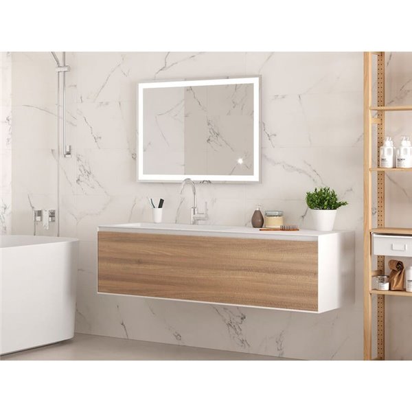 Espejo de baño HERACLES rectangular con iluminación LED frontal y decorativa, 600x800 mm, 34W