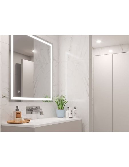 Espejo de baño HERACLES rectangular con iluminación LED frontal y decorativa, 600x800 mm, 34W