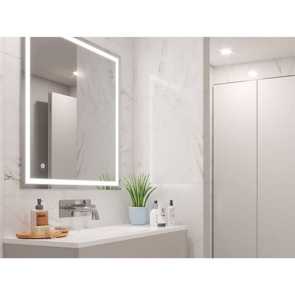 Espejo de baño HERACLES rectangular con iluminación LED frontal y decorativa, 600x800 mm, 34W