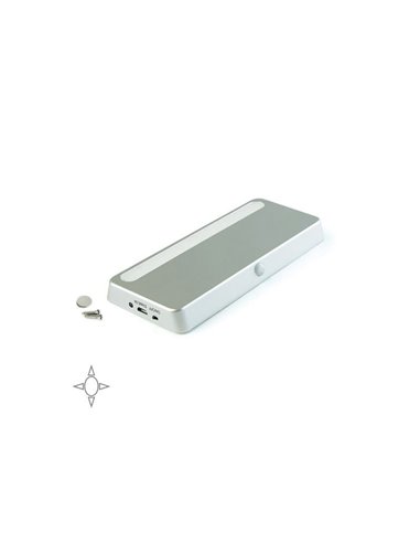 Luminaria LED bajo mueble KRAZ, recargable USB con sensor de movimiento, 1W, luz blanca natural 4000K, gris 