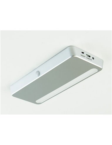 Luminaria LED bajo mueble KRAZ, recargable USB con sensor de movimiento, 1W, luz blanca natural 4000K, gris 