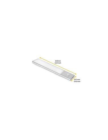 Aplique LED bajo mueble KAUS aluminio con sensor de movimiento, recargable, 3 tonos de luz, 24cm/40cm/60cm