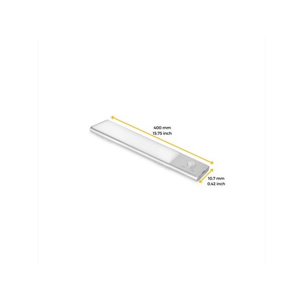 Aplique LED bajo mueble KAUS aluminio con sensor de movimiento, recargable, 3 tonos de luz, 24cm/40cm/60cm
