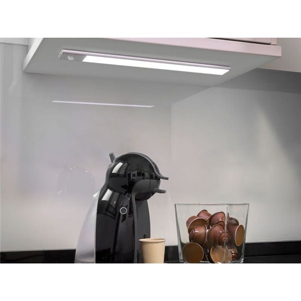 Lampe LED sous meuble KAUS, aluminium, avec détecteur de mouvement, rechargeable, 3 tons de lumière, 24cm/40cm/60cm