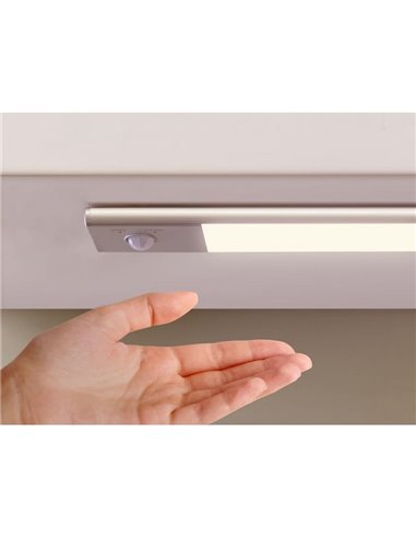 Aplique LED bajo mueble KAUS aluminio con sensor de movimiento, recargable, 3 tonos de luz, 24cm/40cm/60cm