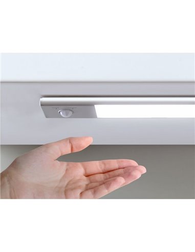 Aplique LED bajo mueble KAUS aluminio con sensor de movimiento, recargable, 3 tonos de luz, 24cm/40cm/60cm