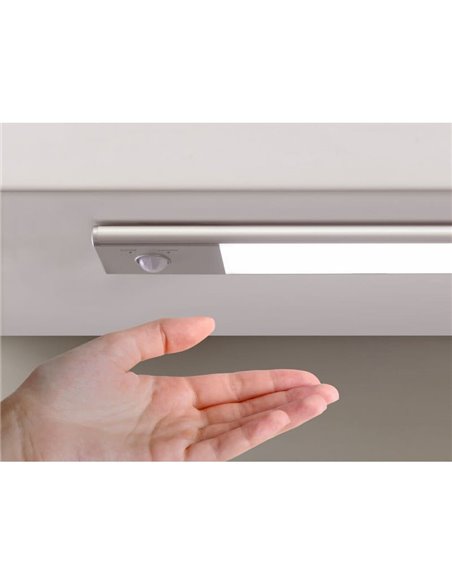 Aplique LED bajo mueble KAUS aluminio con sensor de movimiento, recargable, 3 tonos de luz, 24cm/40cm/60cm