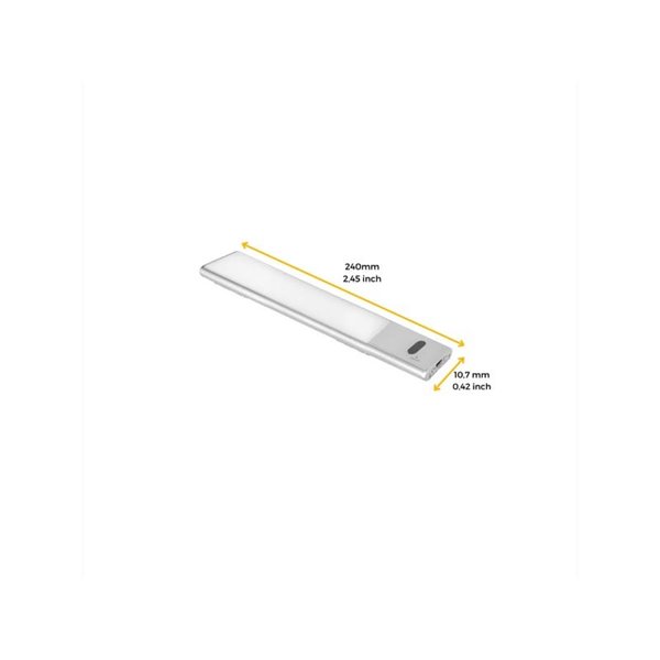  Aplique LED bajo mueble KAUS aluminio con sensor táctil de proximidad, recargable, 3 tonos de luz, 24cm/40cm/60cm