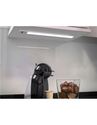 Luminária LED KAUS para armários em alumínio com sensor de proximidade, recarregável, 3 tons de luz, 24cm/40cm/60cm